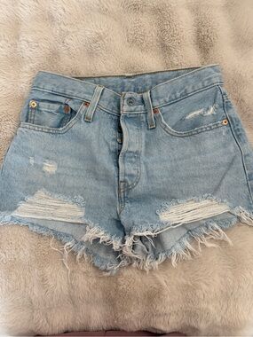 Levi's Light Blue Distressed Cutoff Denim Shorts